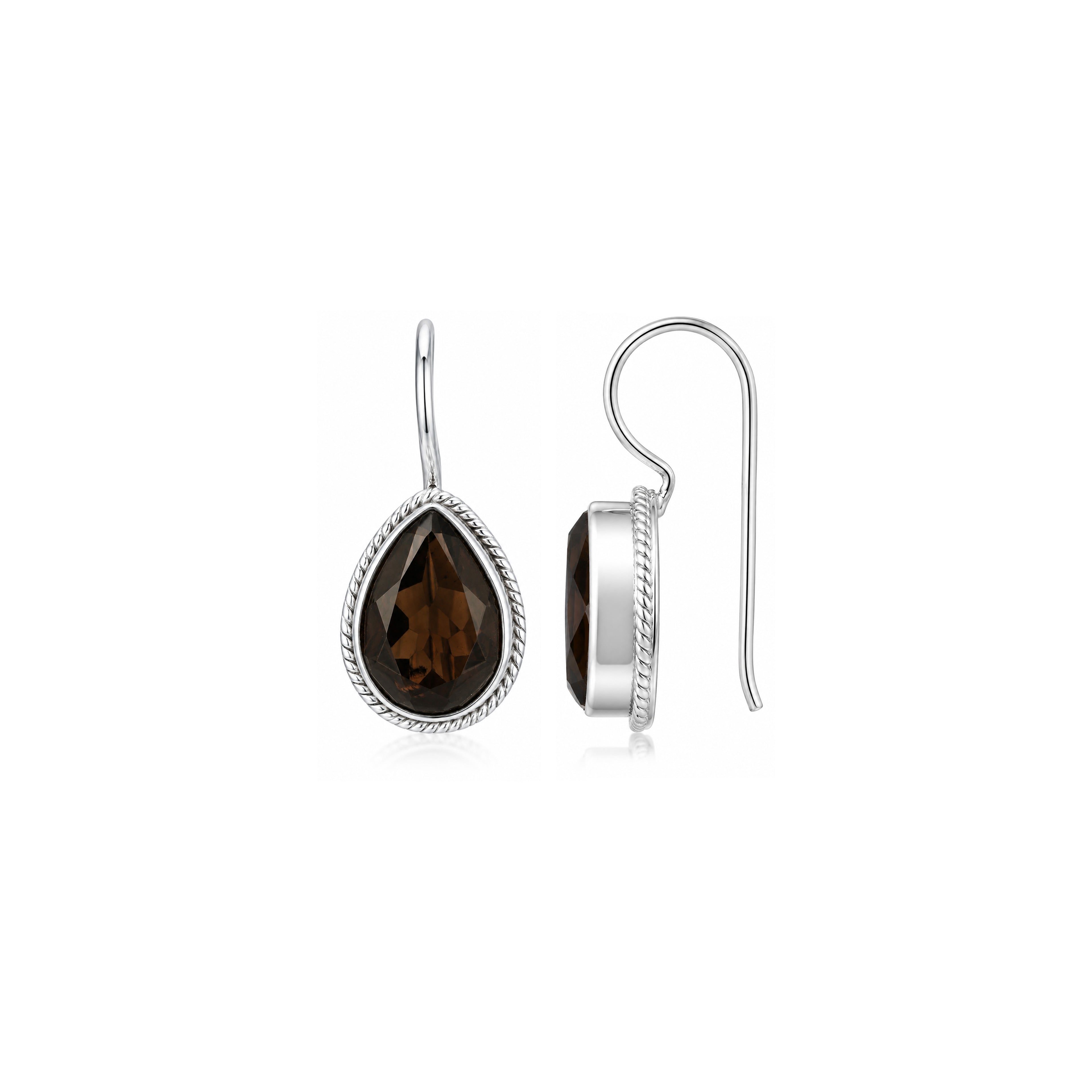 Royal Smoky Teardrop Silver Statement Earrings
