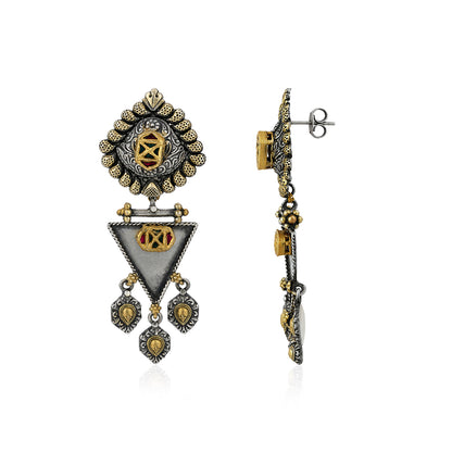 Royal Triangle 925 Sterling Silver Designer Earrings