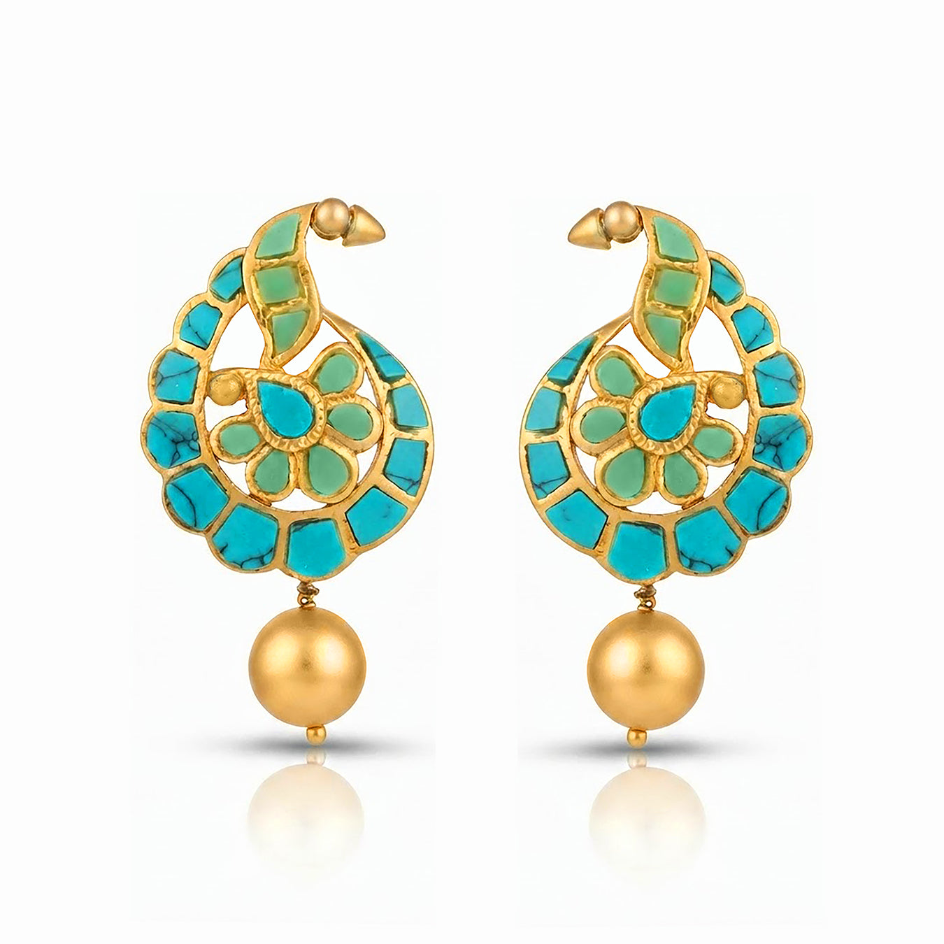 Royal Turquoise Blossom 925 Sterling Silver Premium Earrings