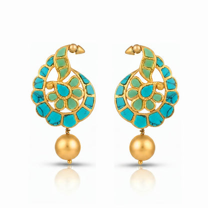 Royal Turquoise Blossom 925 Sterling Silver Premium Earrings