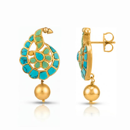 Royal Turquoise Blossom 925 Sterling Silver Premium Earrings