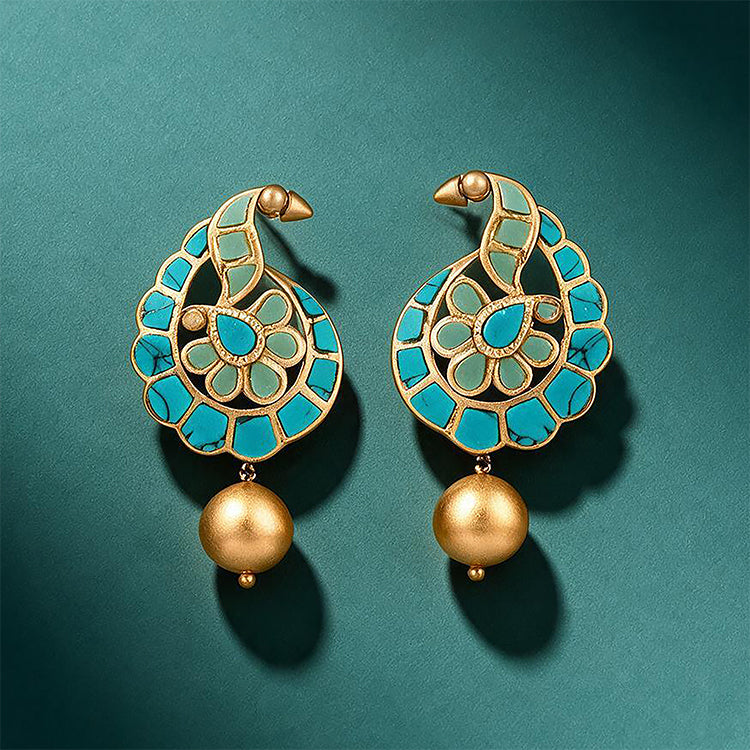 Royal Turquoise Blossom 925 Sterling Silver Premium Earrings