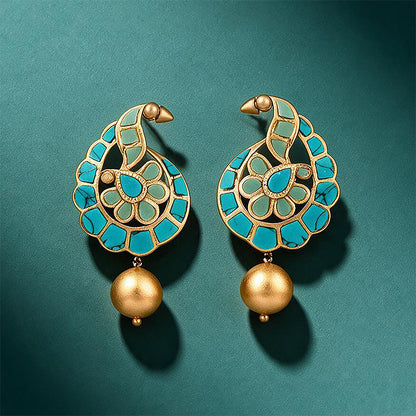 Royal Turquoise Blossom 925 Sterling Silver Premium Earrings