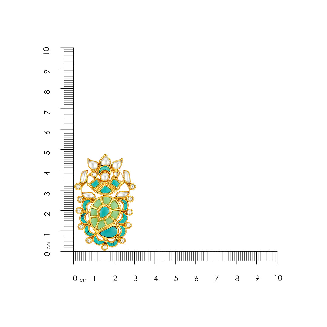 Royal Turquoise Blossom Pearl Ornate Designer Earring