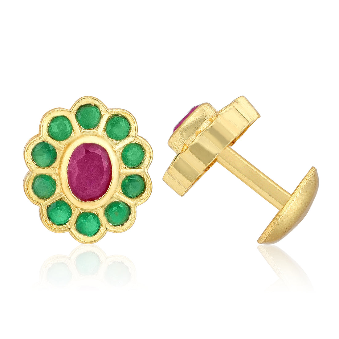 Ruby Emerald 925 Sterling Silver Floral Cluster Earring for Women