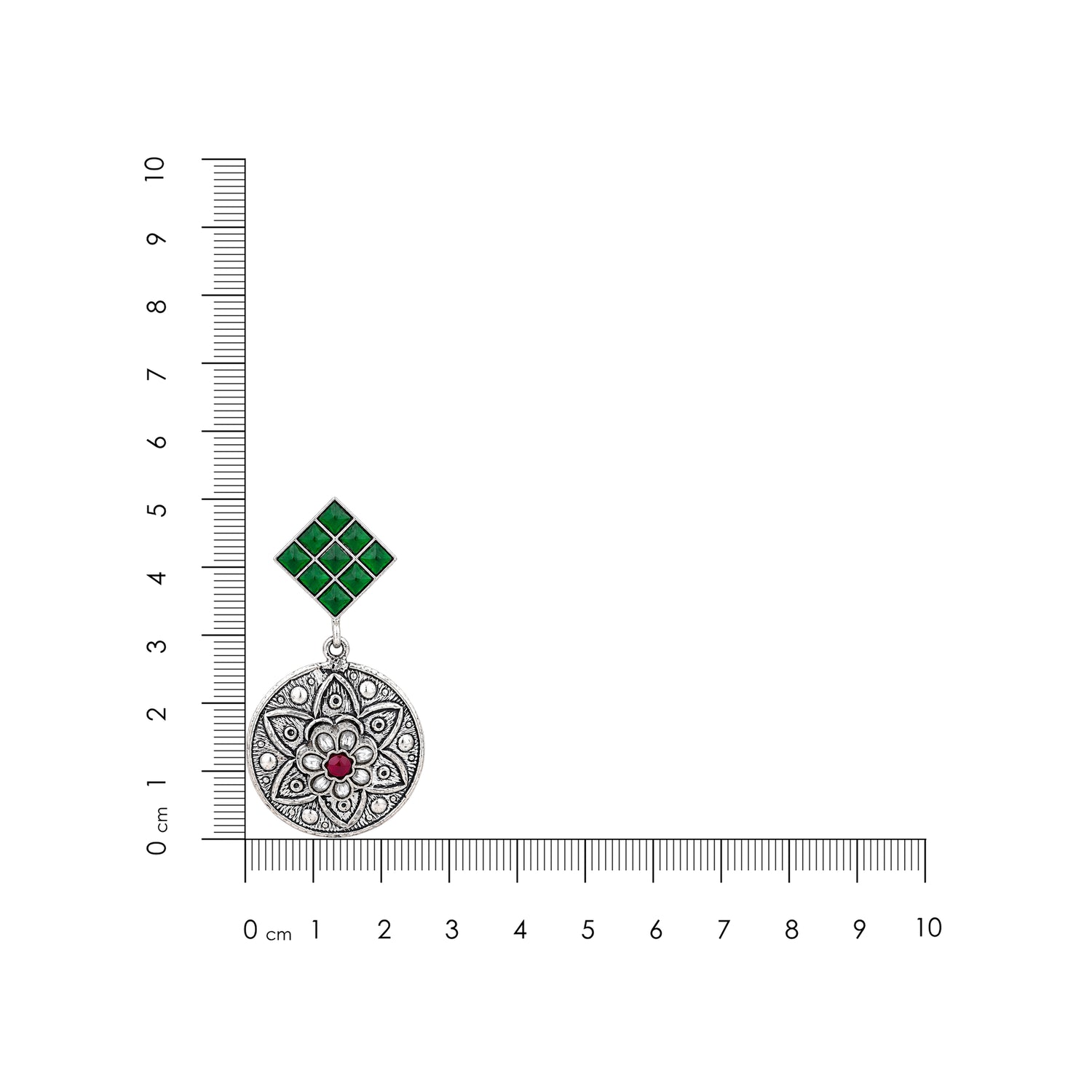 Ruby Bloom Medallion 925 Sterling Silver Earring