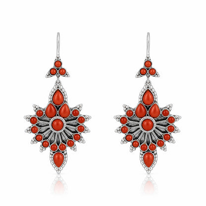 Ruby Blossom 925 Sterling Silver Floral Cascade Earrings