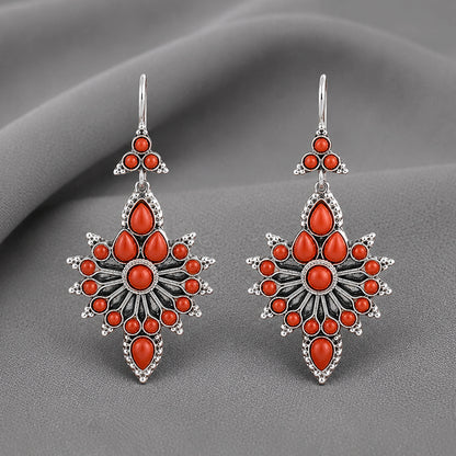 Ruby Blossom 925 Sterling Silver Floral Cascade Earrings