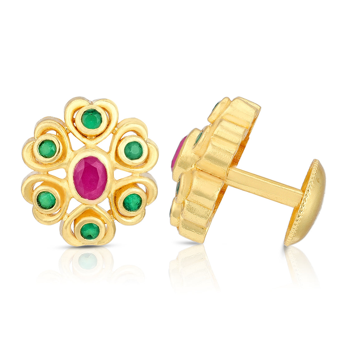 Ruby Emerald 925 Sterling Silver Blooming Floral Earring for Women