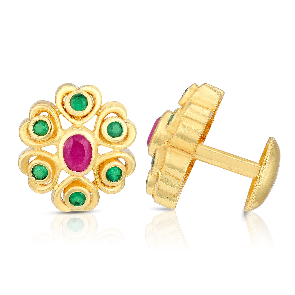 Ruby Emerald 925 Sterling Silver Blooming Floral Earring for Women