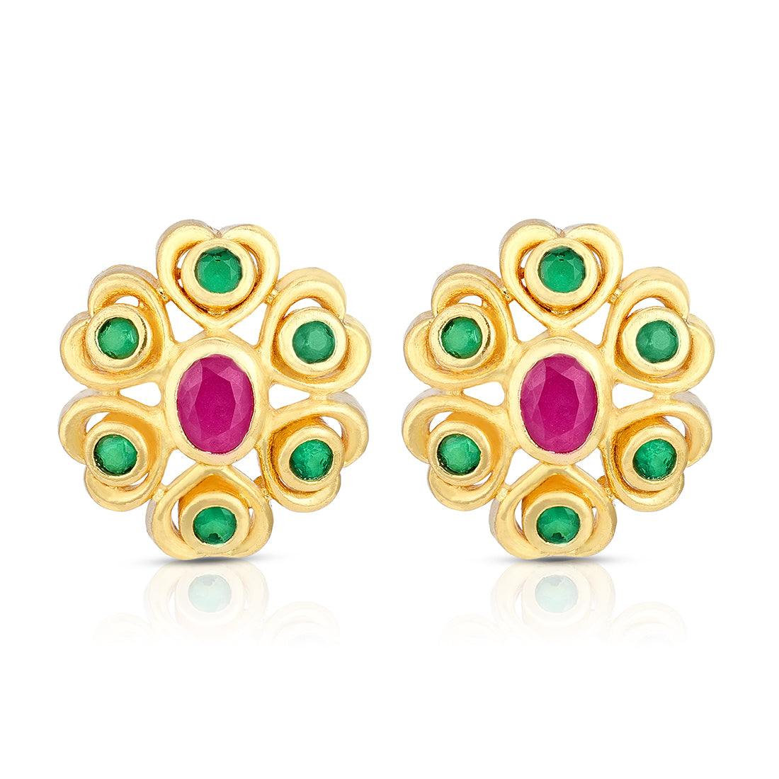 Ruby Emerald 925 Sterling Silver Blooming Floral Earring for Women
