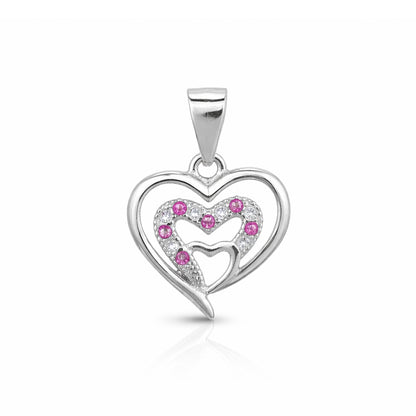 Ruby Heart Dolphin 925 Silver Pendant