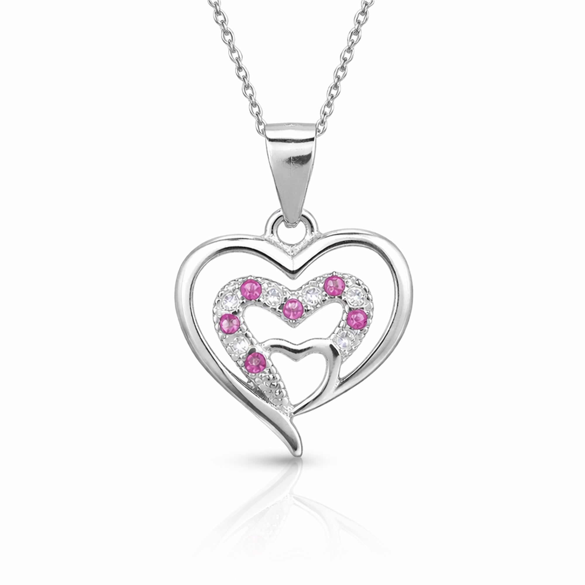 Ruby Heart Dolphin 925 Silver Pendant