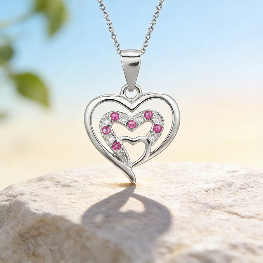 Ruby Heart Dolphin 925 Silver Pendant