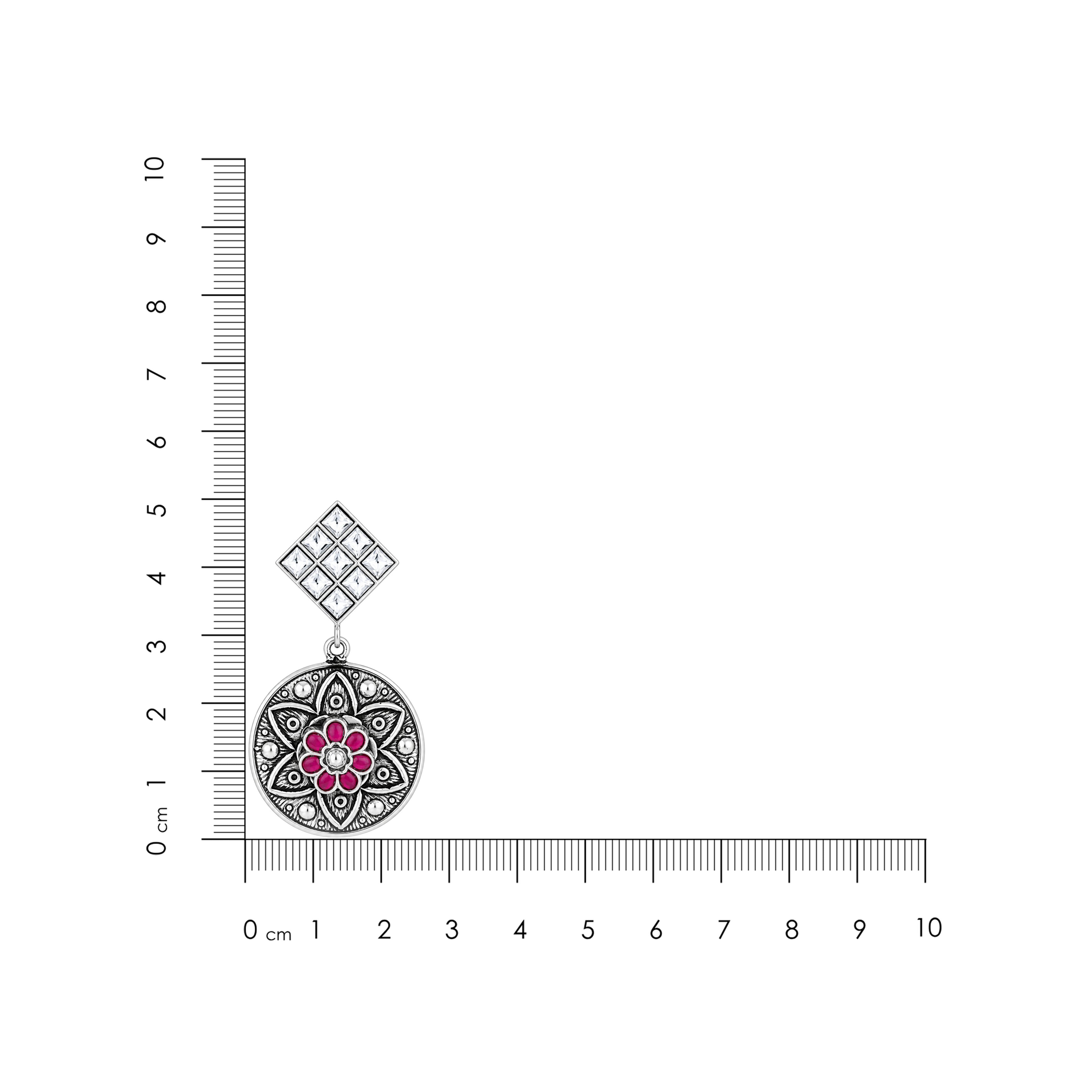 Ruby Mandala Bloom 925 Sterling Silver Statement Earring
