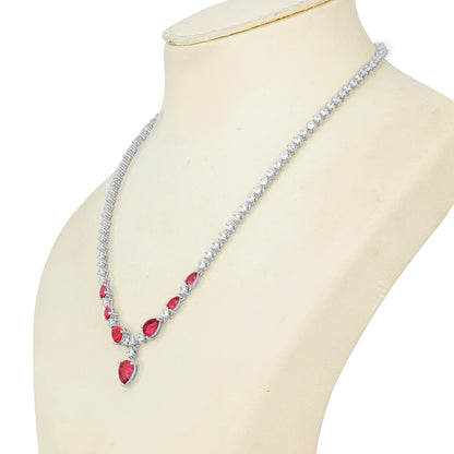 Ruby Radiance Silver Necklace