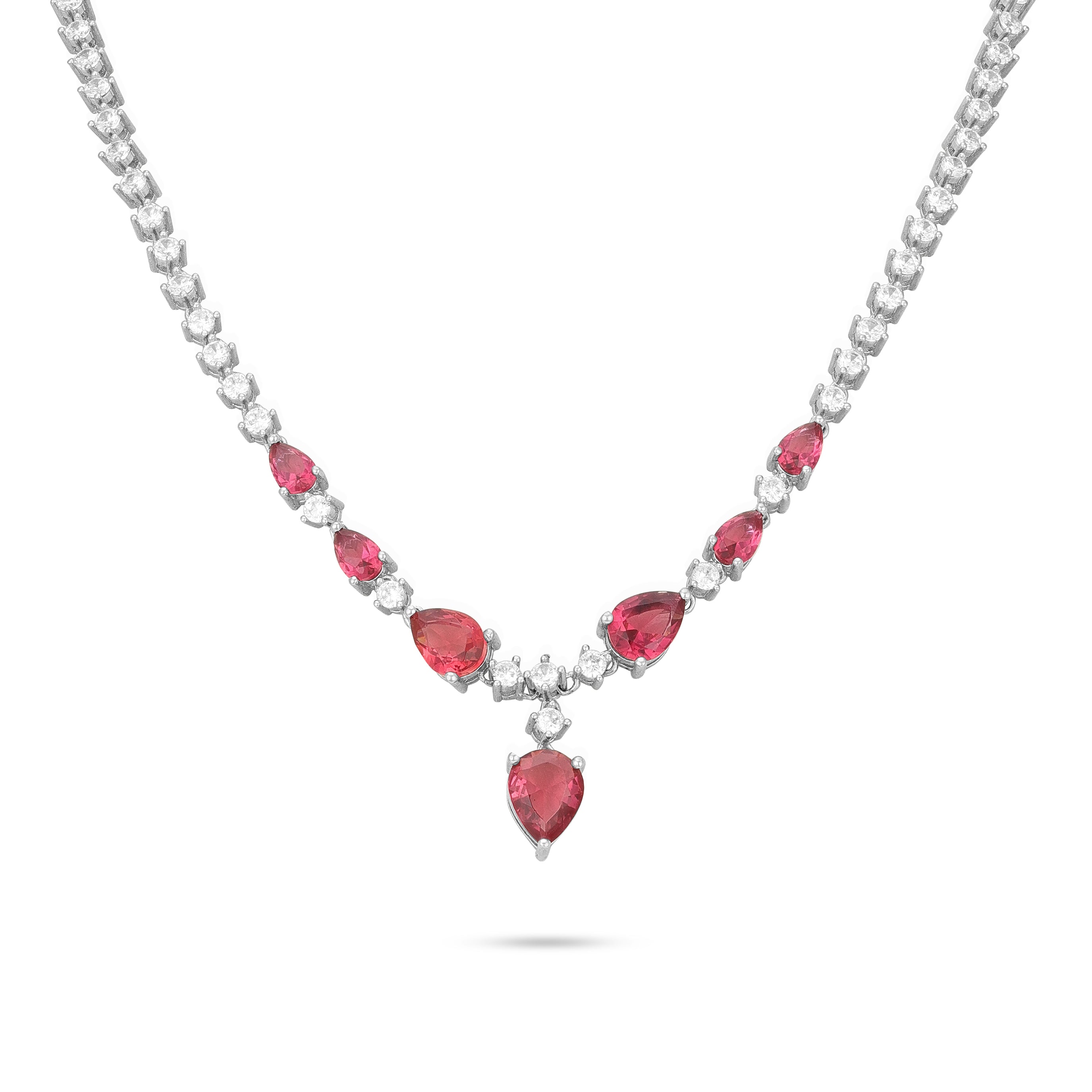 Ruby Radiance Silver Necklace