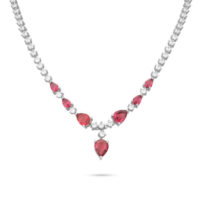 Ruby Radiance Silver Necklace