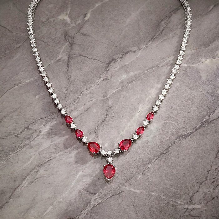 Ruby Radiance Silver Necklace