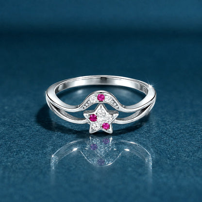 Ruby Star Glow 925 Silver Ring
