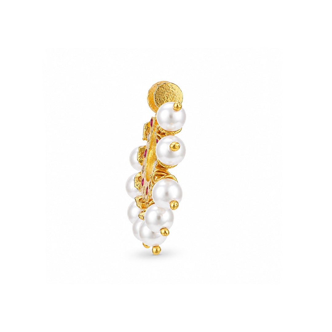 Ruby Zircon Screw Back Maharashtrian Nath Nose Ring