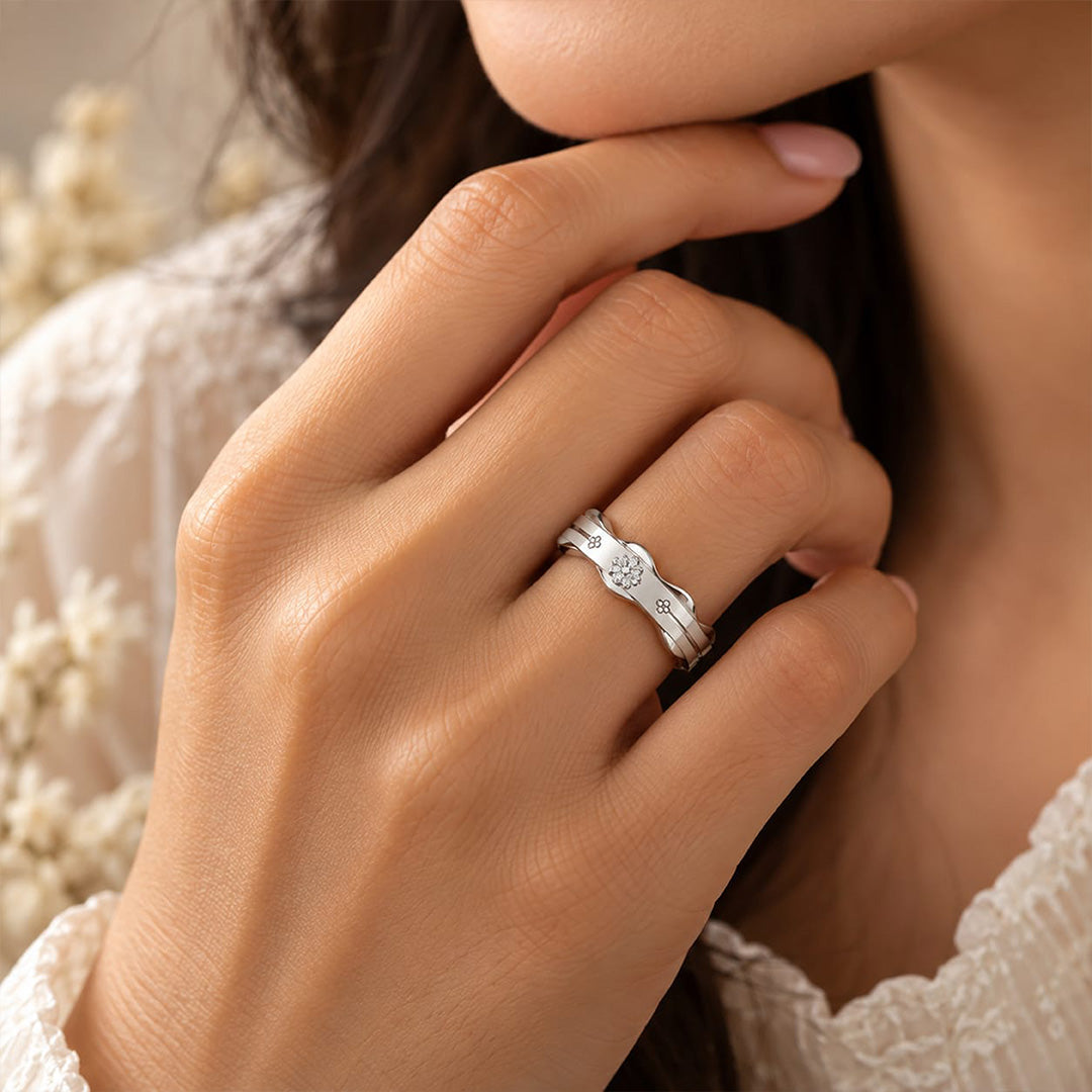 Rustic Ripple 925 Sterling Silver Hammered Band Ring