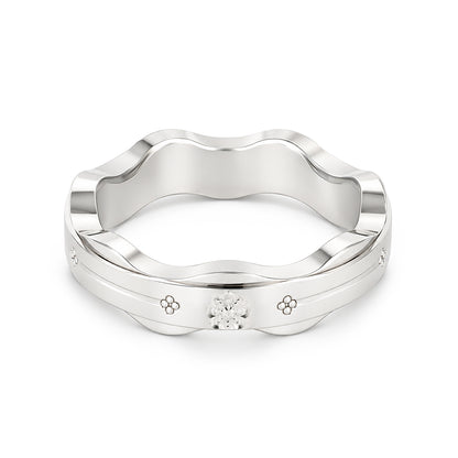 Rustic Ripple 925 Sterling Silver Hammered Band Ring