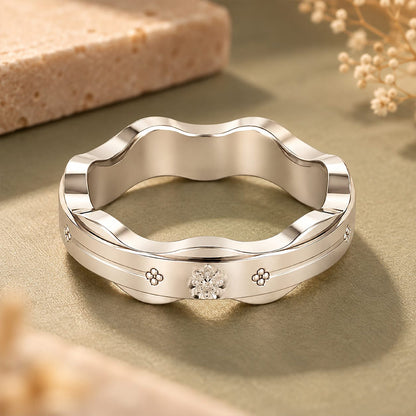 Rustic Ripple 925 Sterling Silver Hammered Band Ring