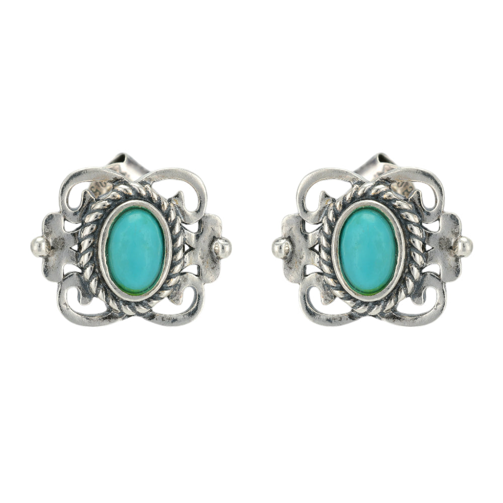 Rustic Turquoise Oxidised 925 Earrings