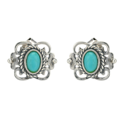 Rustic Turquoise Oxidised 925 Earrings