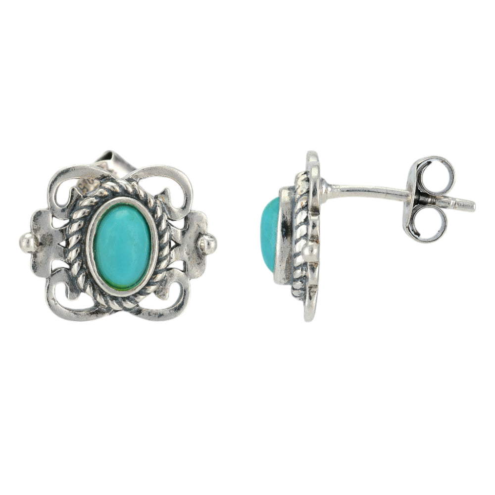 Rustic Turquoise Oxidised 925 Earrings