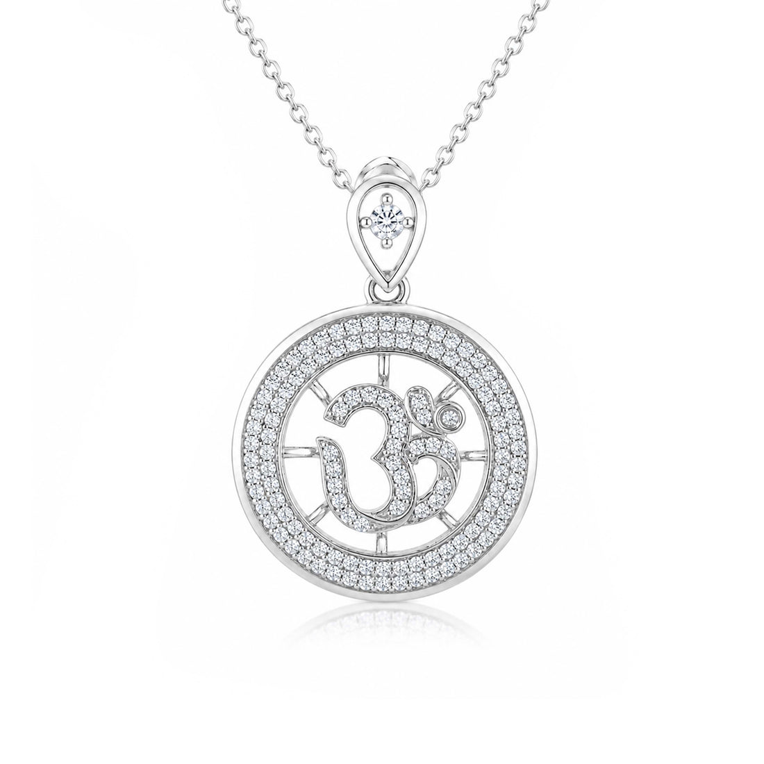 Sacred Om Mandala Shimmering Silver Chain