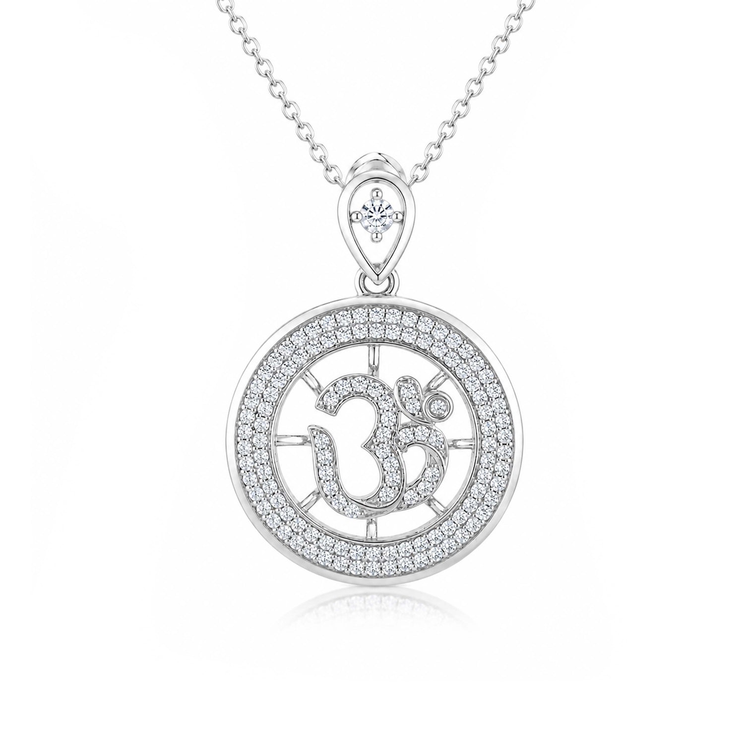 Sacred Om Mandala Shimmering Silver Chain