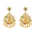 Saraswati Centered 925 Gold Plated Navaratna Stones Earrings