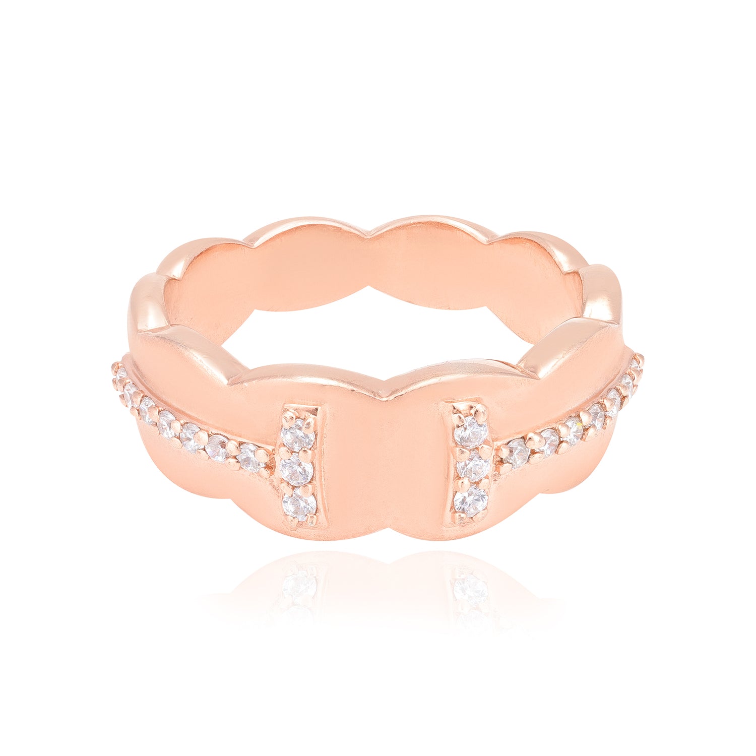 Scalloped Serenity Rose Gold 925 Ring