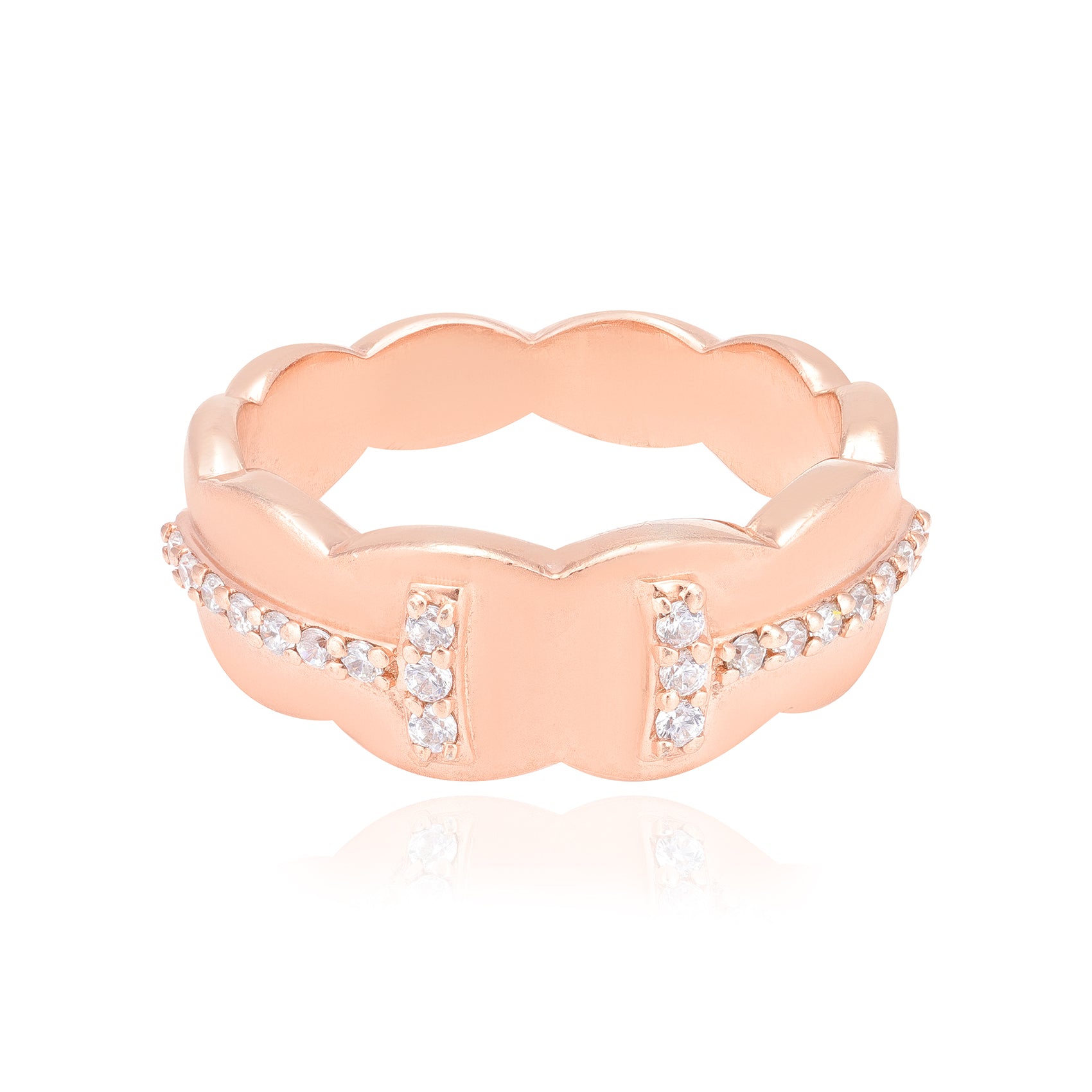 Scalloped Serenity Rose Gold 925 Ring