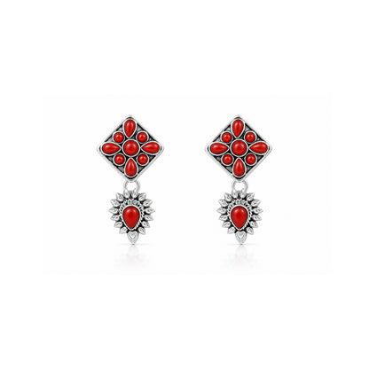 Scarlet Floral Majesty 925 Sterling Silver Luxury Earrings
