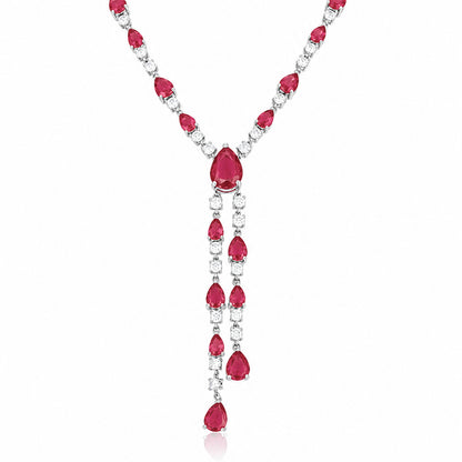 Scarlett Ruby Red Teardrop Necklace