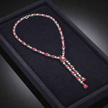 Scarlett Ruby Red Teardrop Necklace