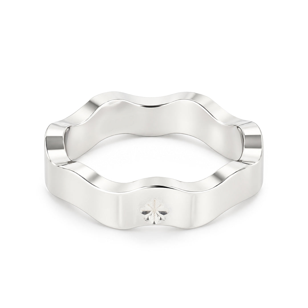 Sculpted Facet Silver Geometric Band Ring