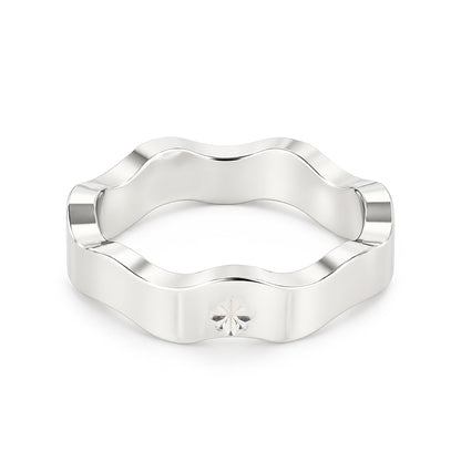 Sculpted Facet Silver Geometric Band Ring