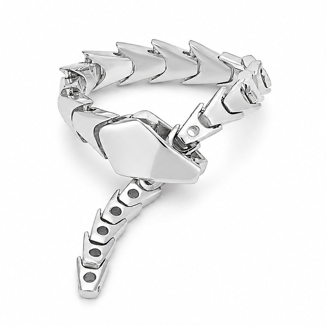Sculptural Snake Spine 925 Sterling Silver Link Ring