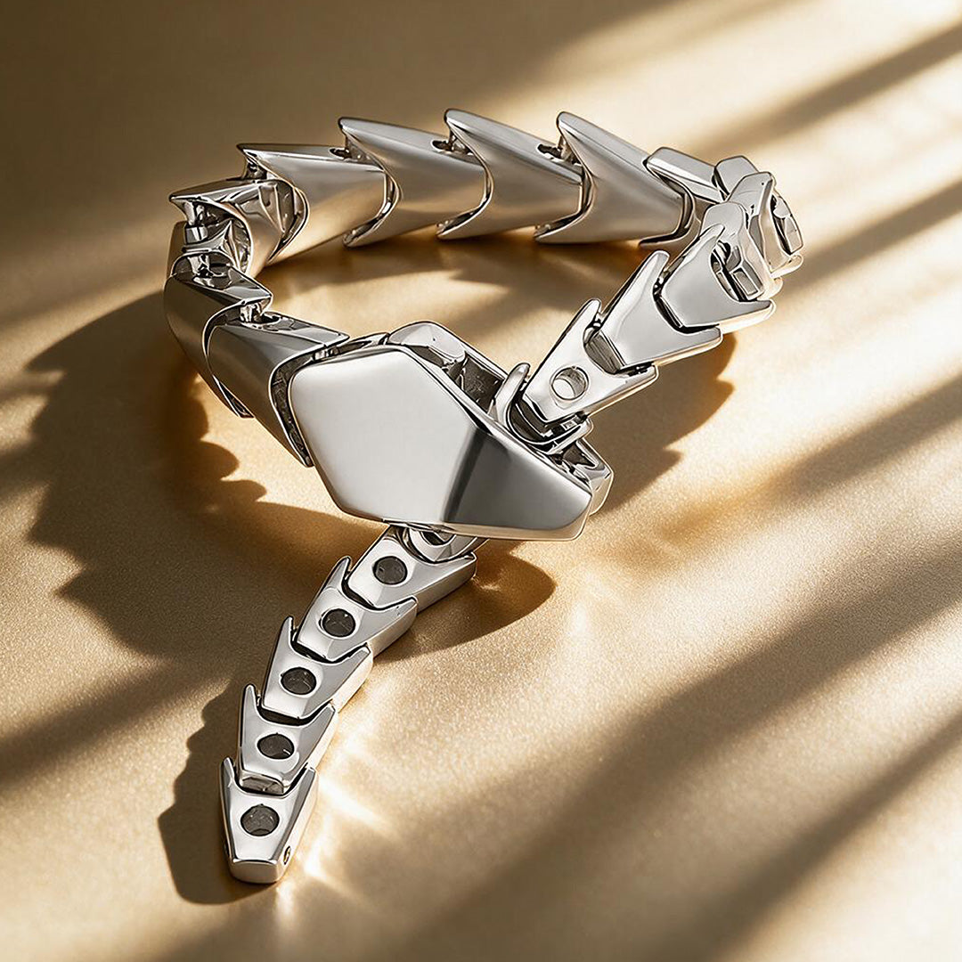 Sculptural Snake Spine 925 Sterling Silver Link Ring