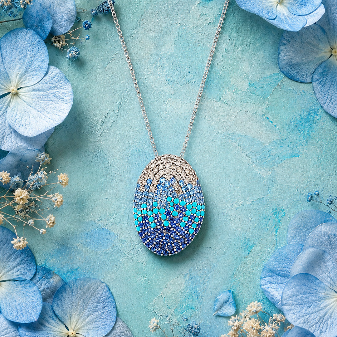 Sea Bliss 925 Sterling Silver Oval Pendant