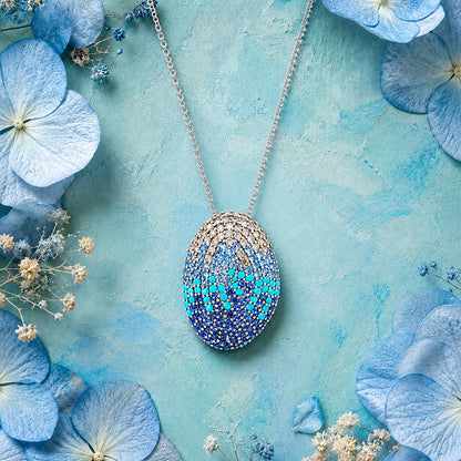Sea Bliss 925 Sterling Silver Oval Pendant