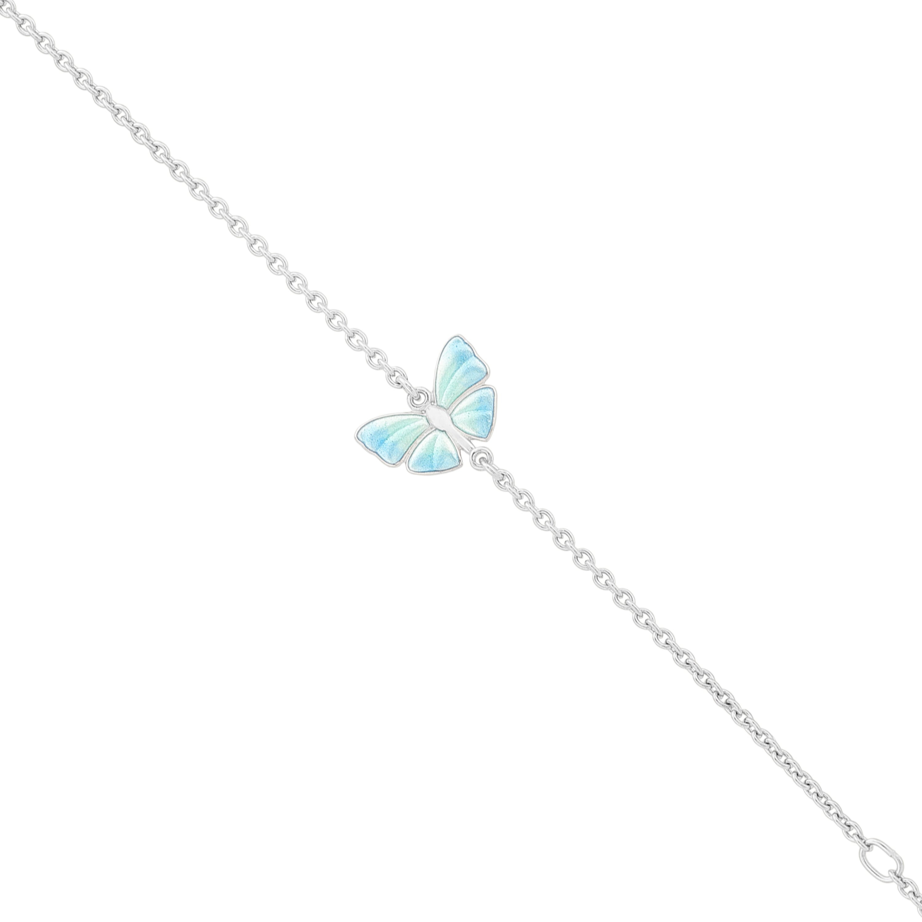 925 Blue Enamel Butterfly Silver Bracelet for Women