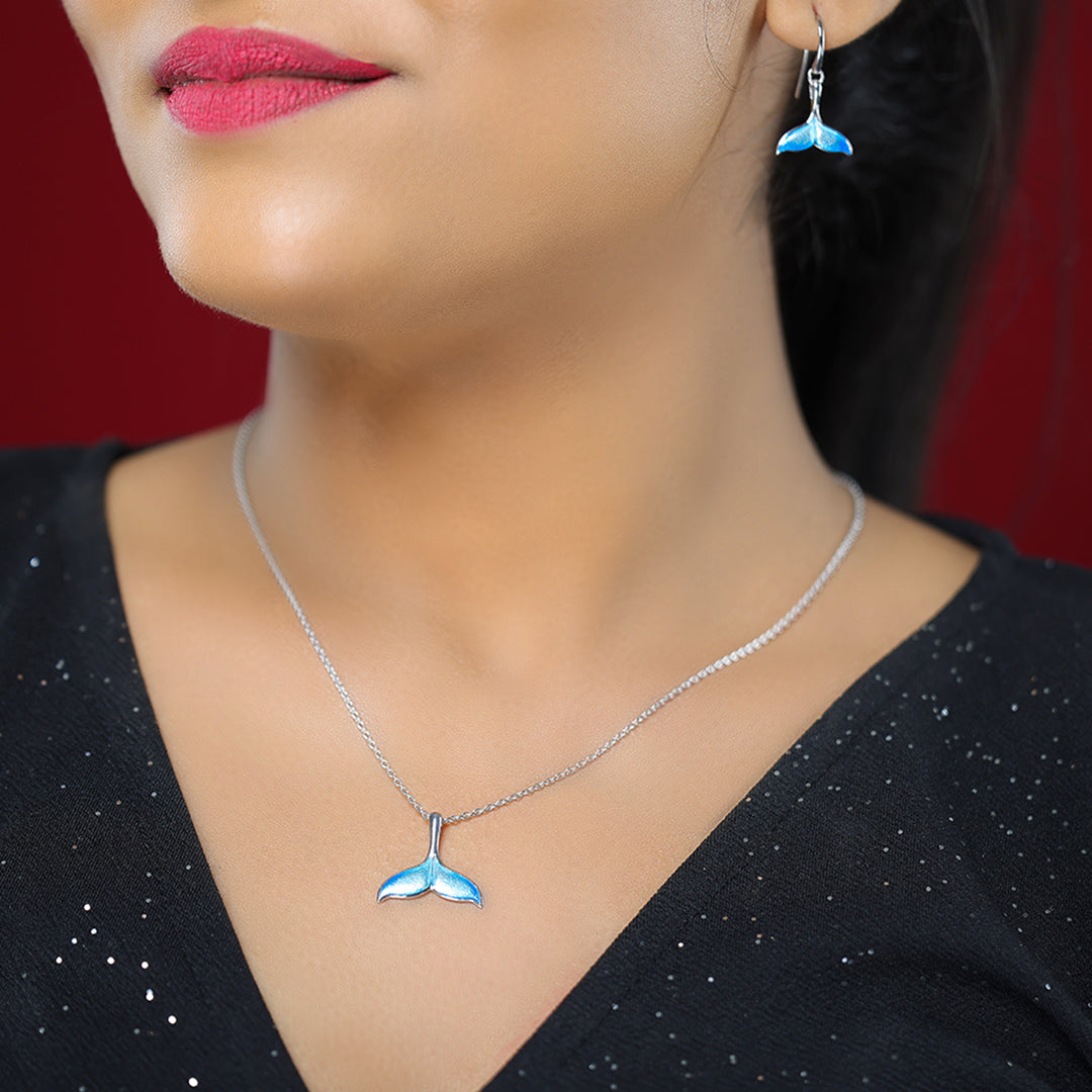 Seafarer s Whale Tail Rhodium Plated 925 Chain Pendants