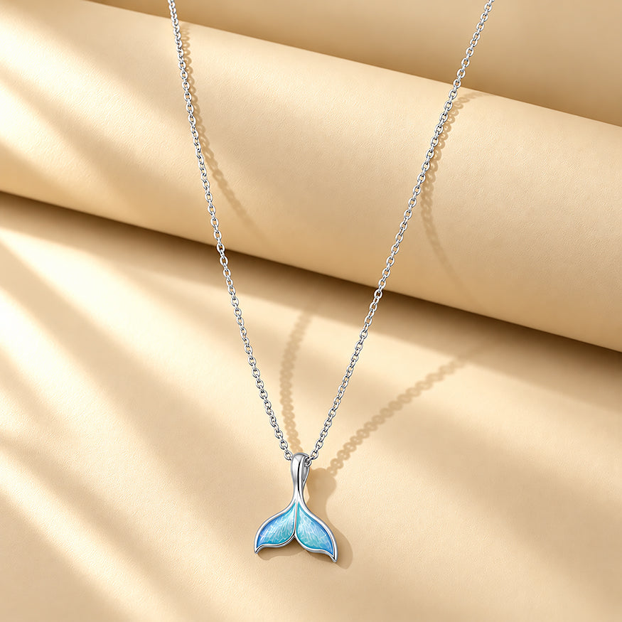 Seafarers Whale Tail Rhodium Plated 925 Chain Pendants