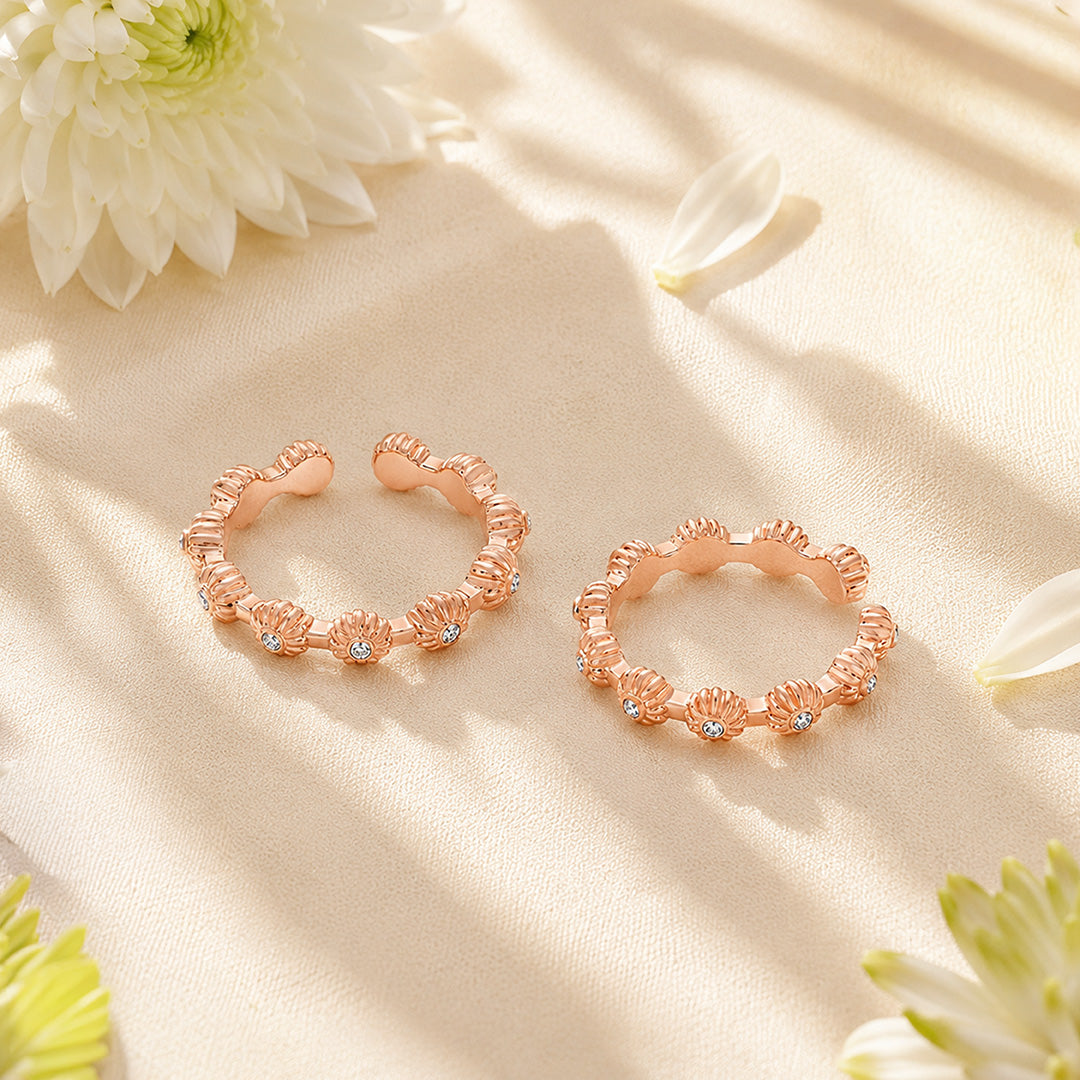 Seashell CZ Rose Gold Adjustable Toe Ring