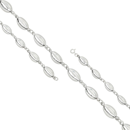 Seaside Cowrie Shell Silver Elegant Linked Charm Bracelet